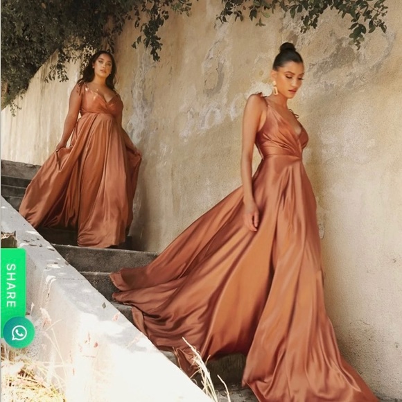 New Sienna satin bridesmaid dress from sparkleygowns.com - Picture 1 of 7